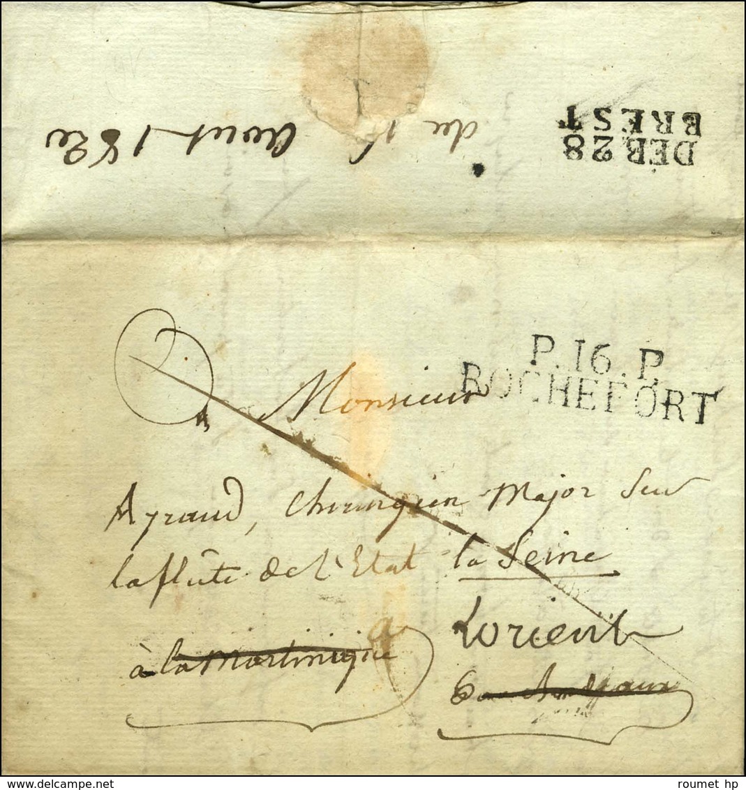 P.16.P / ROCHEFORT Sur Lettre Avec Texte Daté 1820 Adressée Au '' Chirurgien Major Sur La Flotte De L'état La Seine à La - 1801-1848: Précurseurs XIX