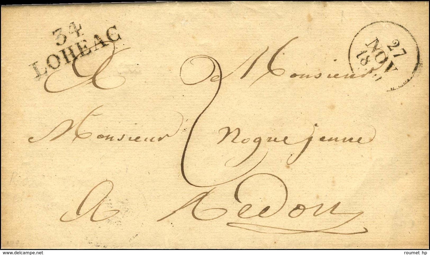 34 / LOHEAC Sur Lettre Avec Texte Daté De Guigneu. 1830. - SUP. - 1801-1848: Précurseurs XIX