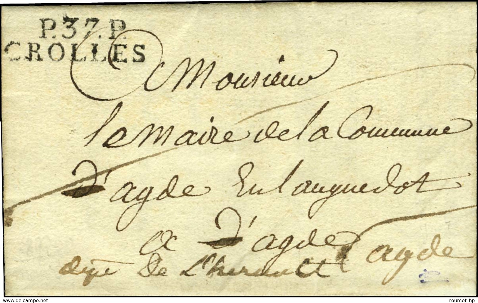 P.37.P. / CROLLES Sur Lettre Avec Texte Daté 1806. - SUP. - RR. - 1801-1848: Précurseurs XIX