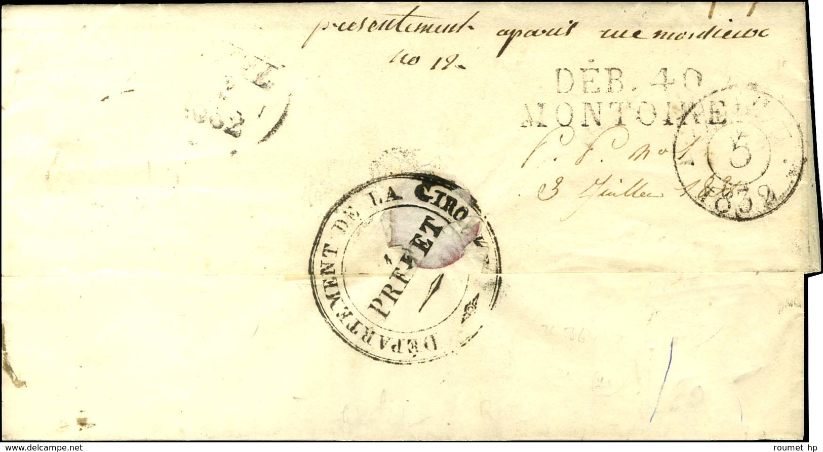 DEB. 40 / MONTOIRE Sur Lettre Avec Texte Daté 1832. - TB / SUP. - R. - 1801-1848: Précurseurs XIX