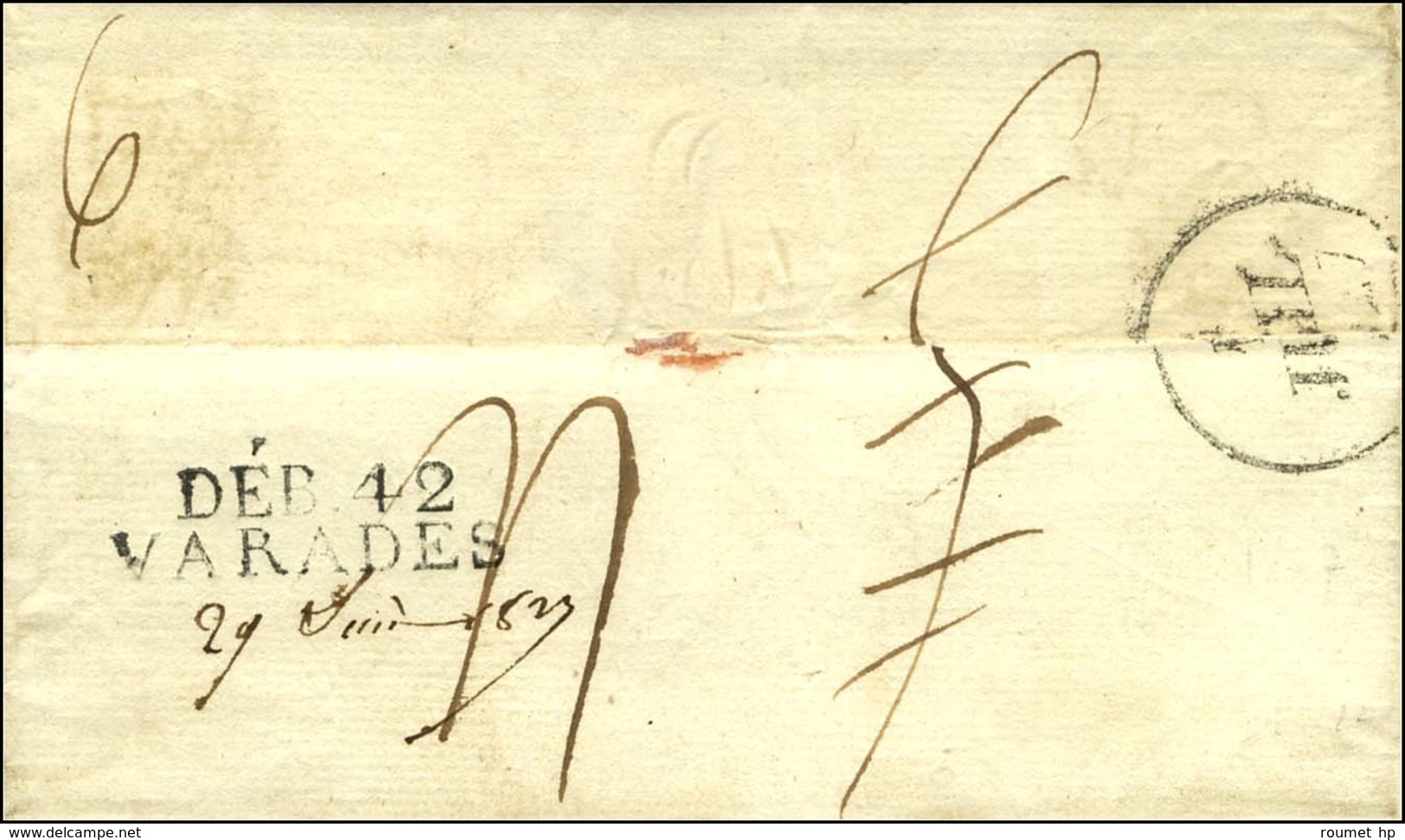 DEB. 42 / VARADES Sur Lettre Avec Texte Daté 1827. - SUP. - R. - 1801-1848: Précurseurs XIX