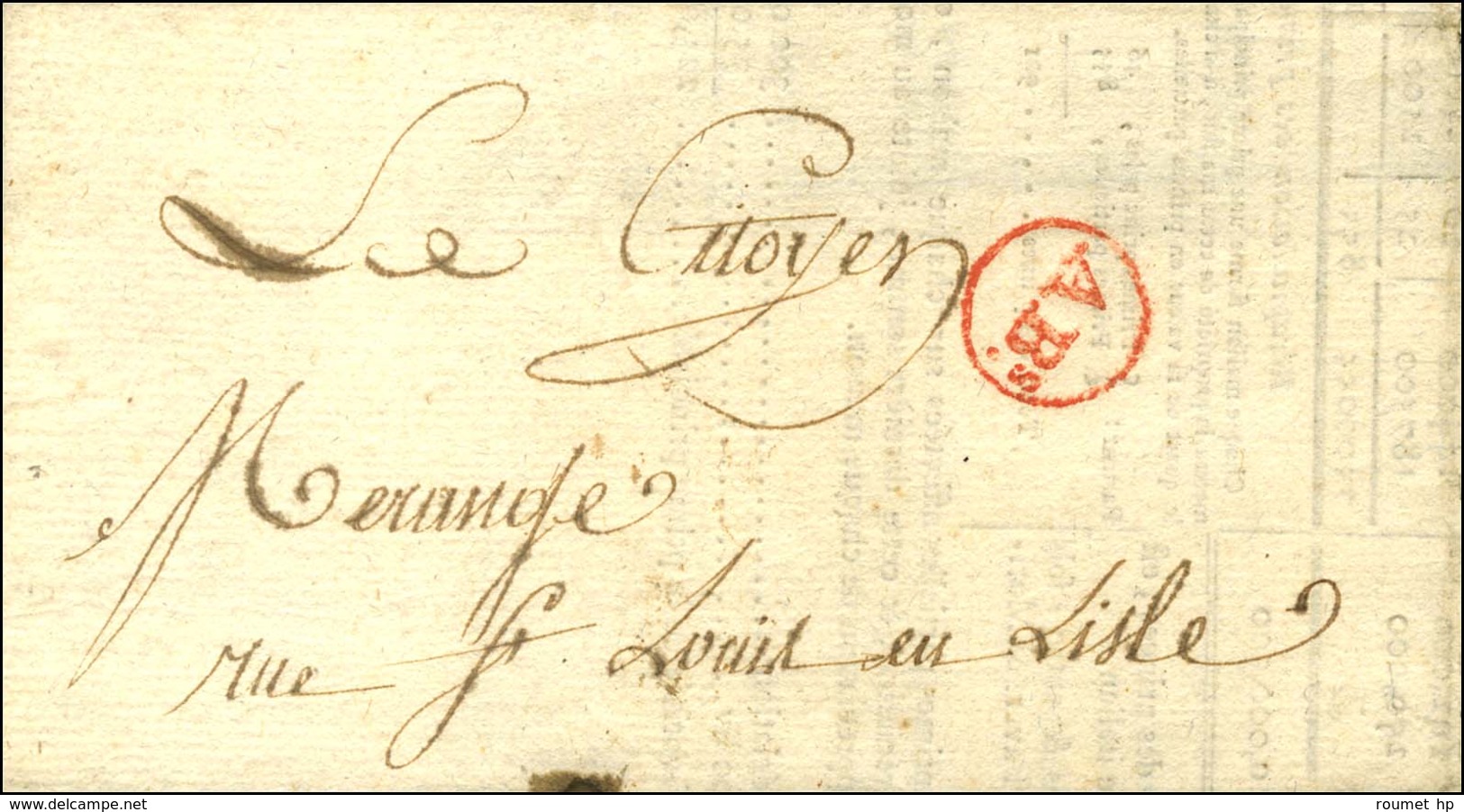ABs Rouge Dans Un Cercle (P. N° 2630) Sur Imprimé Non Daté Pour Paris. - SUP. - 1801-1848: Précurseurs XIX