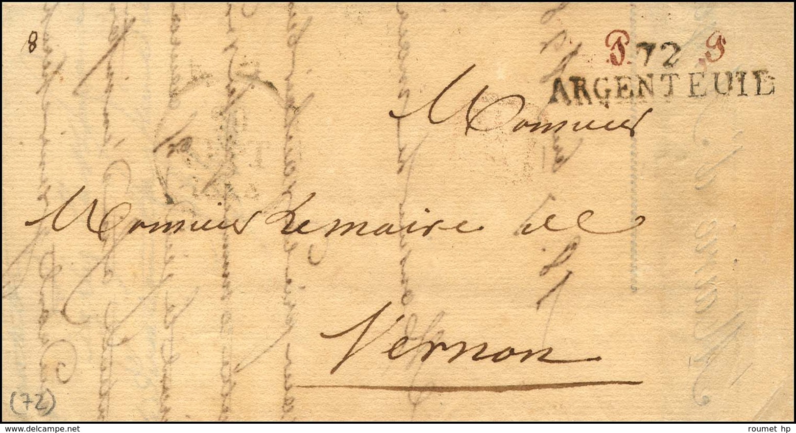 72 / ARGENTEUIL Et P.P. à La Plume. 1828. - SUP. - 1801-1848: Précurseurs XIX