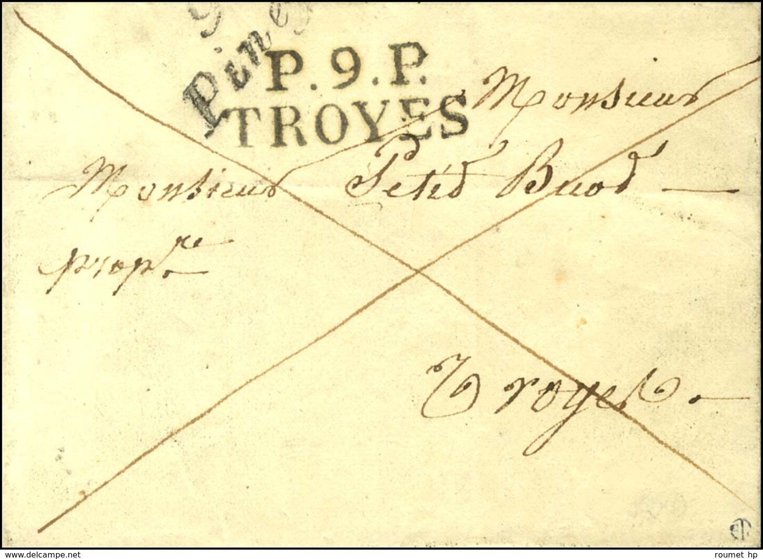 9 / Piney + P.9.P. / TROYES Sur Lettre Avec Texte Daté 1831. - SUP. - R. - Other & Unclassified