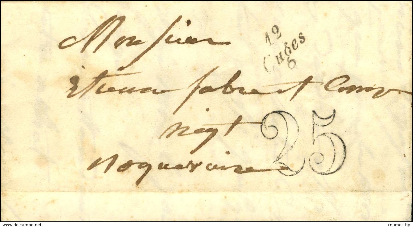 12 / Cuges, Taxe 25 DT. 1852. - SUP. - R. - Autres & Non Classés