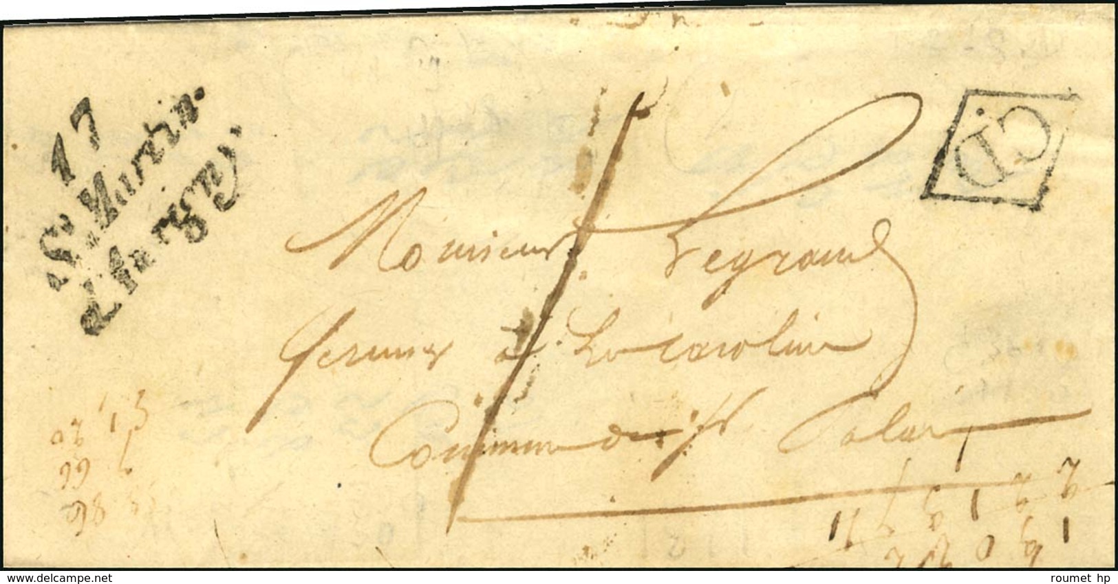 Cursive 17 / St Martin / D'Auxigny Taxe 1 + CD Encadré Sur Lettre Locale Sans Texte. - TB. - Autres & Non Classés