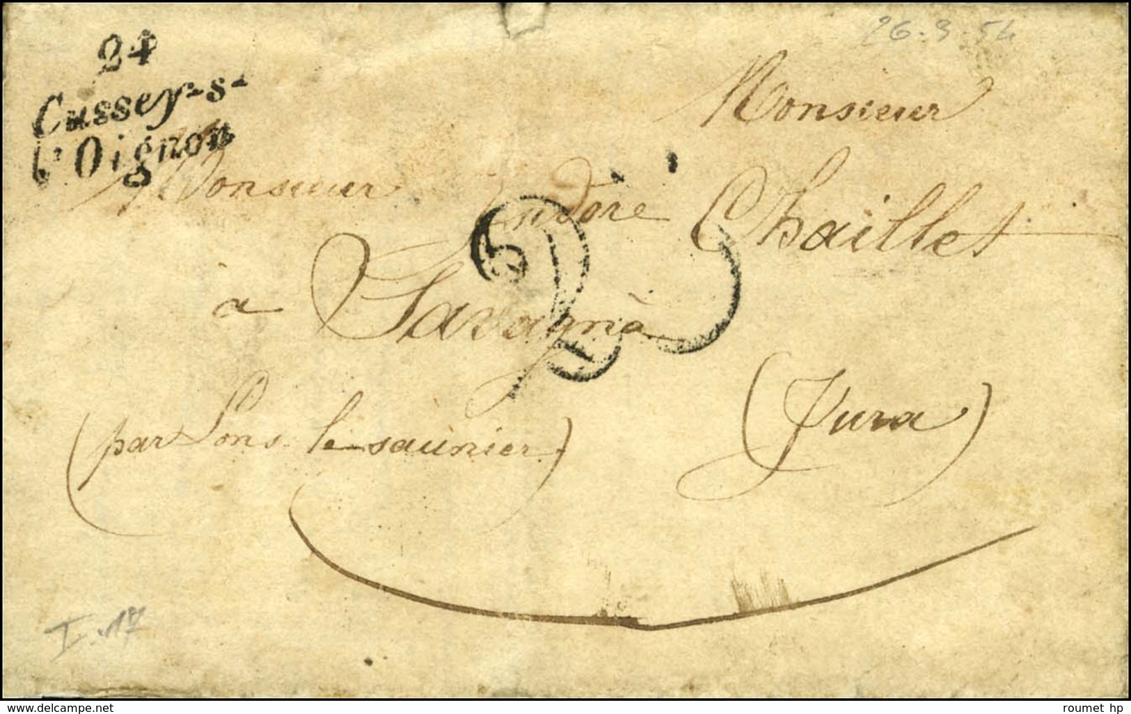 Cursive 24 / Cussey-s- / L'Oignon Taxe 25 DT. 1854. - TB. - Autres & Non Classés