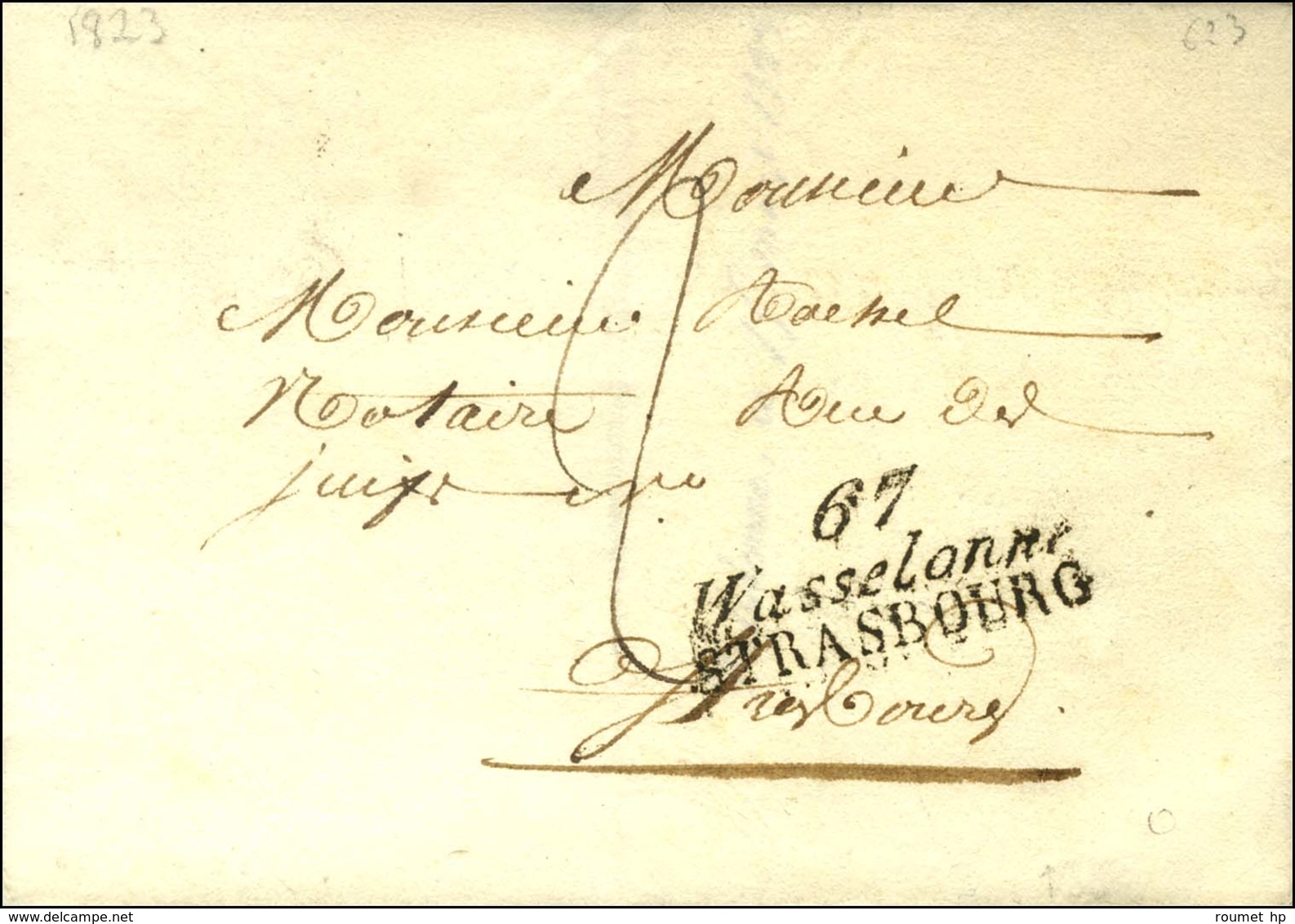 67 / Wasselonne / STRASBOURG Sur Lettre Avec Texte Partiel Daté 1823. - SUP. - R. - Sonstige & Ohne Zuordnung