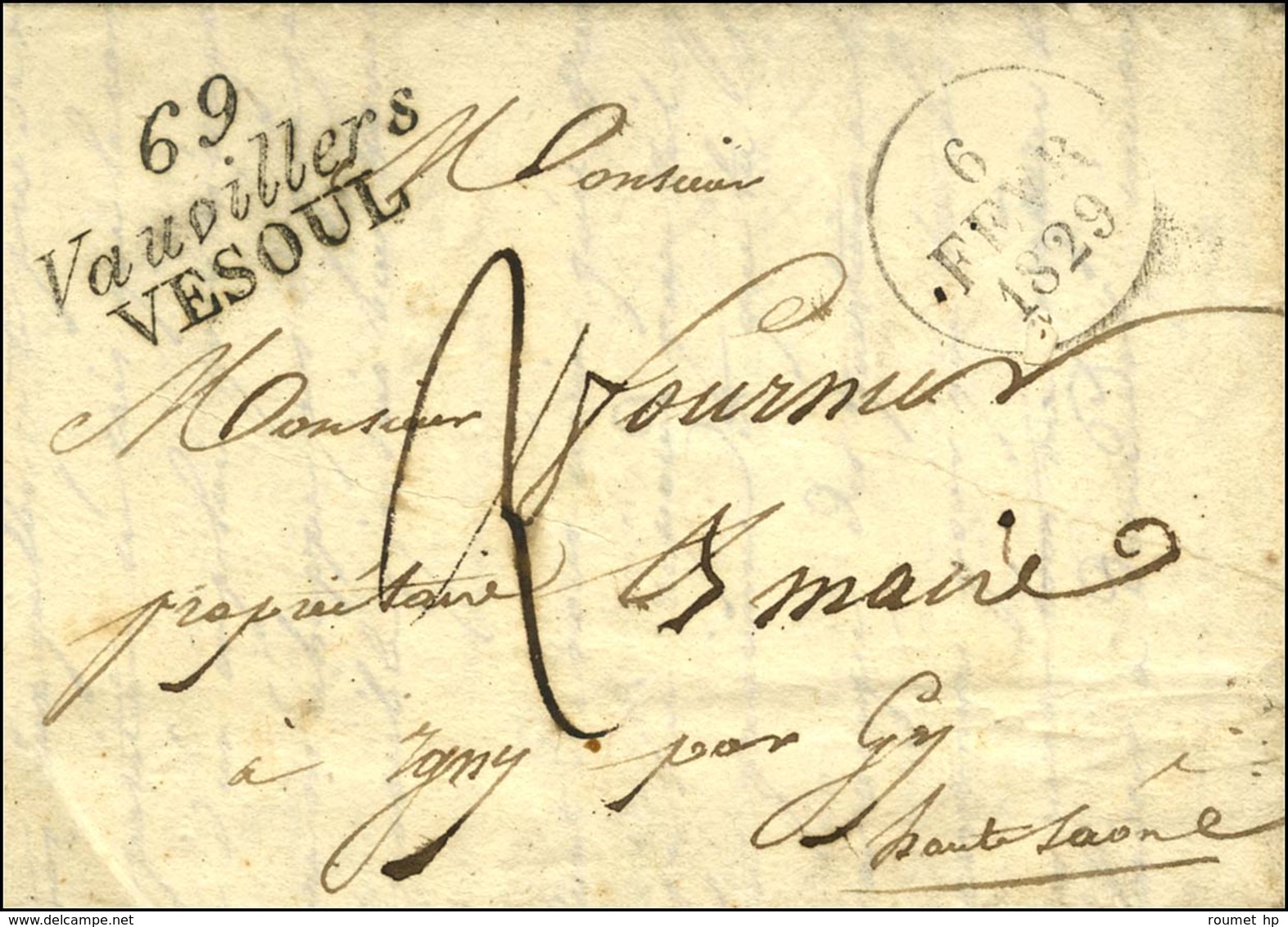 Cursive 69 / Vauvillers / VESOUL, Dateur A 1829. - SUP. - R. - Autres & Non Classés