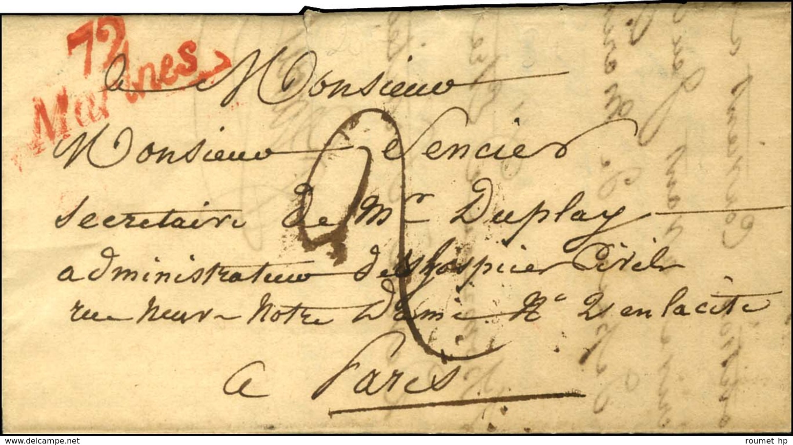 Cursive Rouge 72 / Marines Sur Lettre Pour Paris. 1831. - SUP. - R. - Autres & Non Classés