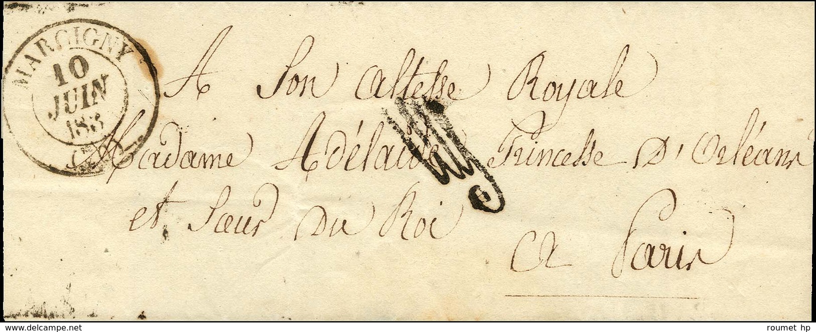 Càd T 13 MARCIGNY Sur Lettre En Franchise Adressée à Son Altesse Royale, Madame Adélaïde, Princesse D'Orléans Et Soeur D - Autres & Non Classés