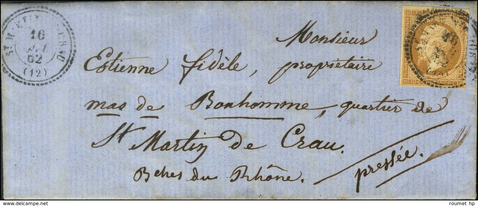 Càd T 22 St MARTIN-DE-CRAU (12) / N° 13 Sur Lettre Locale. 1862. - TB. - Autres & Non Classés