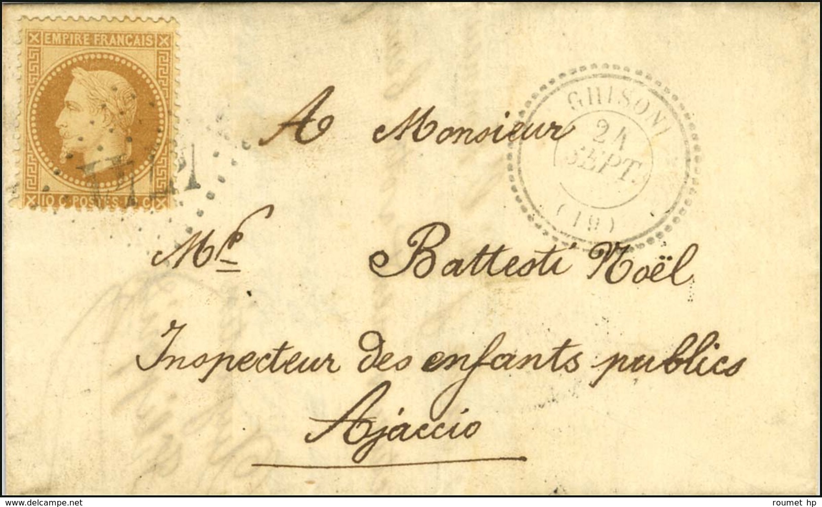 GC 4741 / N° 28 Càd T 22 GHISONI 19 Sur Lettre Locale Pour Ajaccio. 1868. - TB. - Sonstige & Ohne Zuordnung