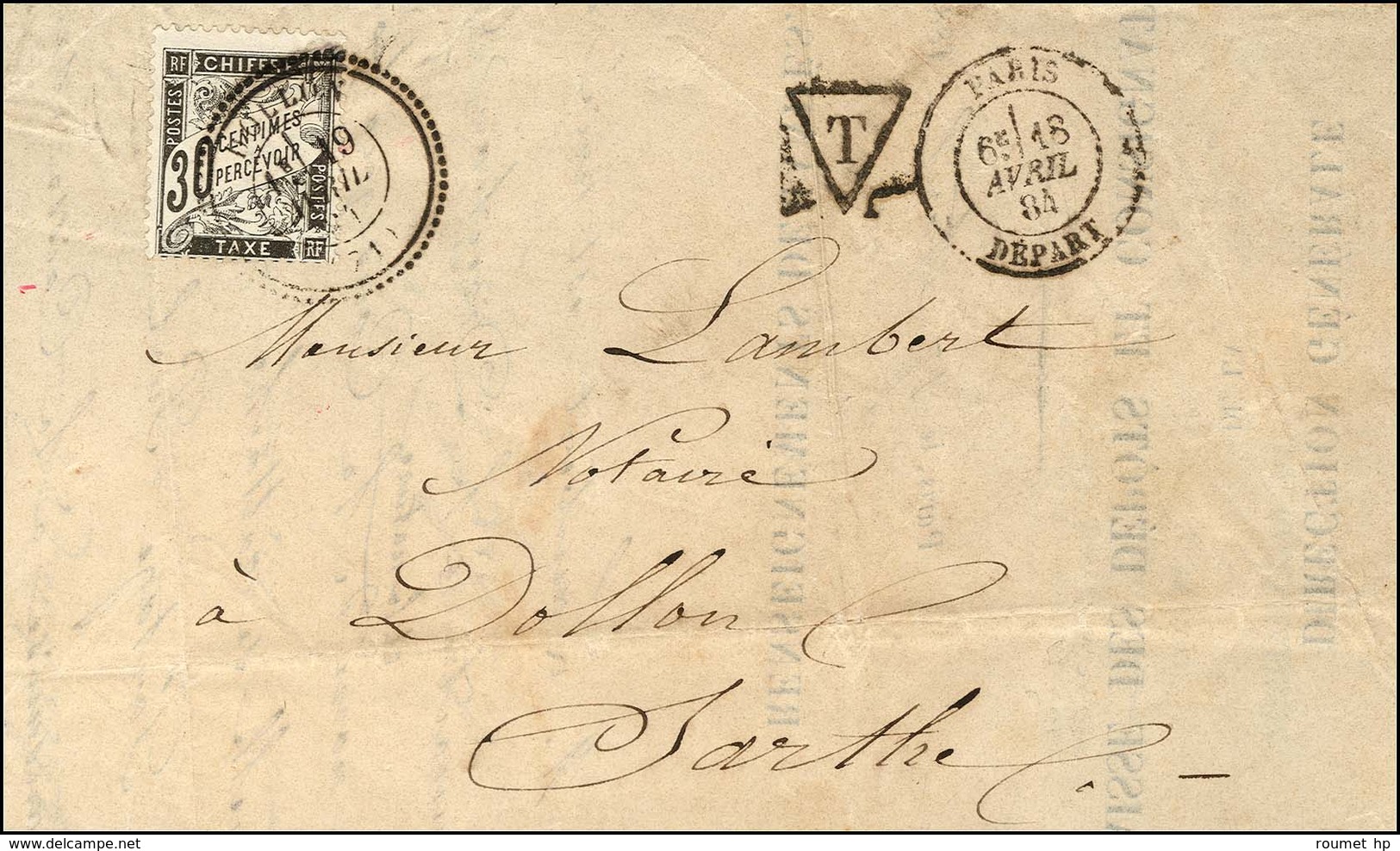 Càd T 24 DOLLON (71) / Timbre-taxe N° 18 Sur Lettre Non Affranchie Au Départ De Paris. 1884. - TB / SUP. - R. - Other & Unclassified