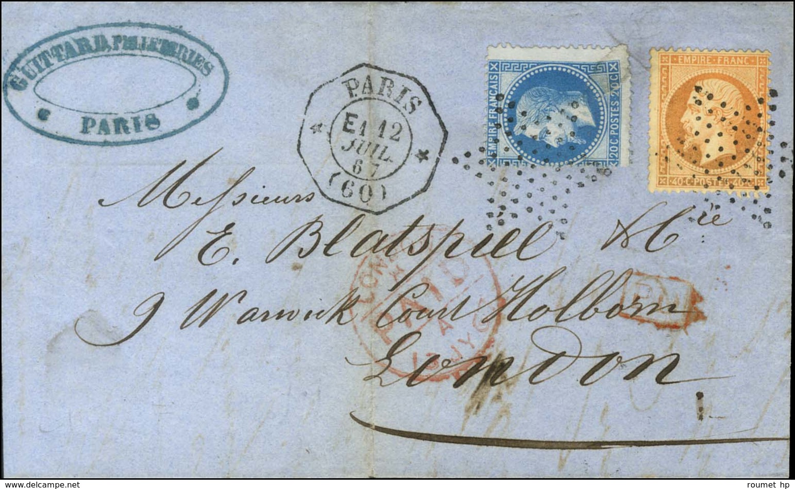 Etoile / N° 23 + 29 (def) Càd Octo De Lev Ex * PARIS * (60) E1 Sur Lettre Pour Londres. 1867. - TB. - Sonstige & Ohne Zuordnung