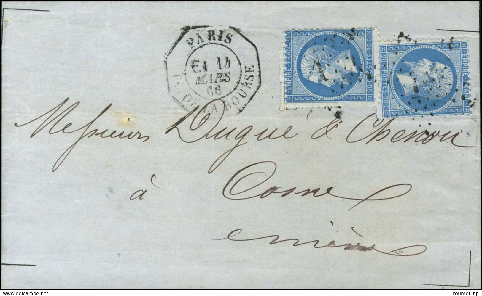 Etoile 1 / N° 22 (2) Càd Octo De Lev Ex PARIS / PL. DE LA BOURSE E1. 1866. - TB. - Autres & Non Classés