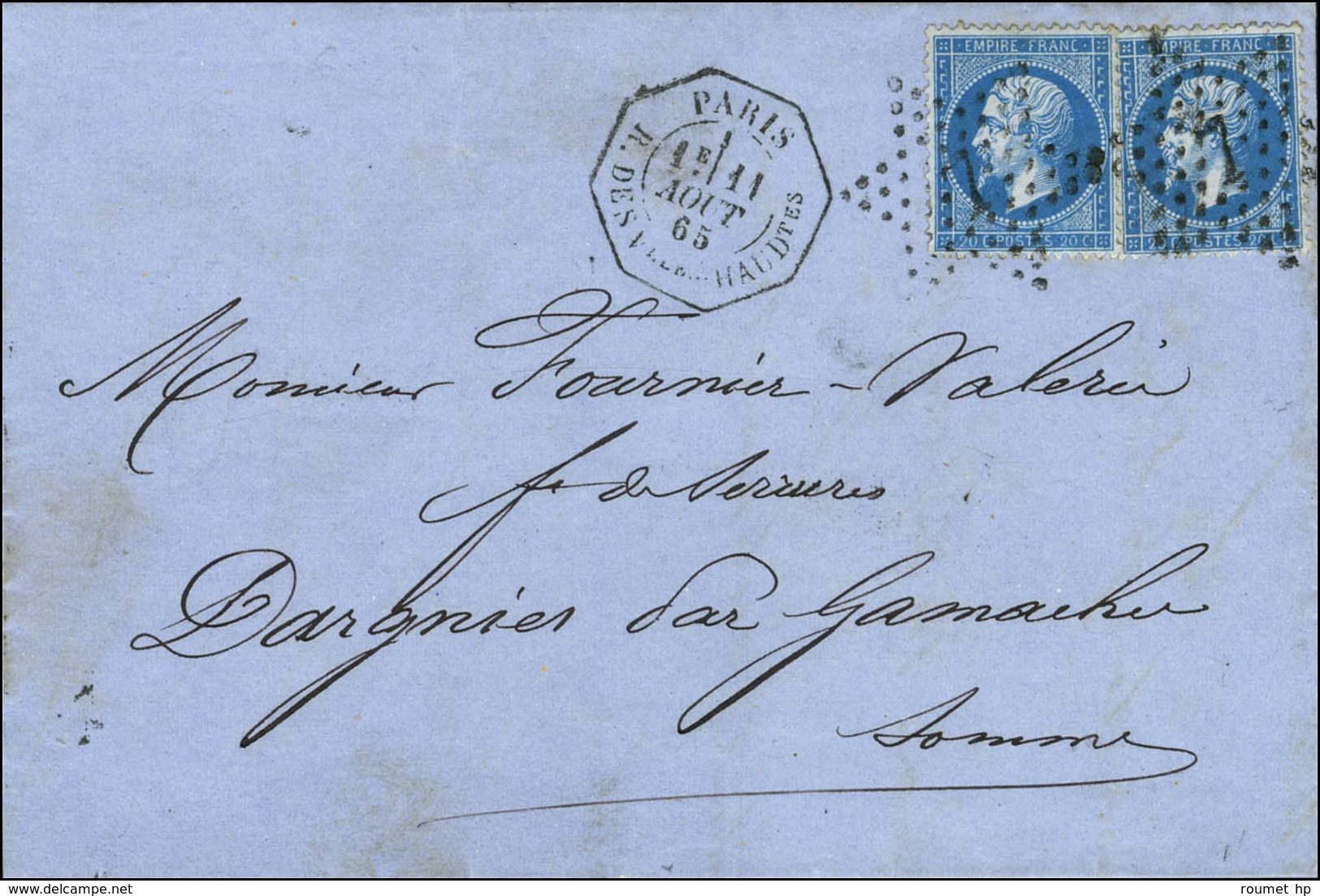 Etoile 7 / N° 22 (2) Càd Octo De Lev Ex PARIS / R. DES Vlles HAUDTes 1E. 1865. - TB / SUP. - R. - Otros & Sin Clasificación