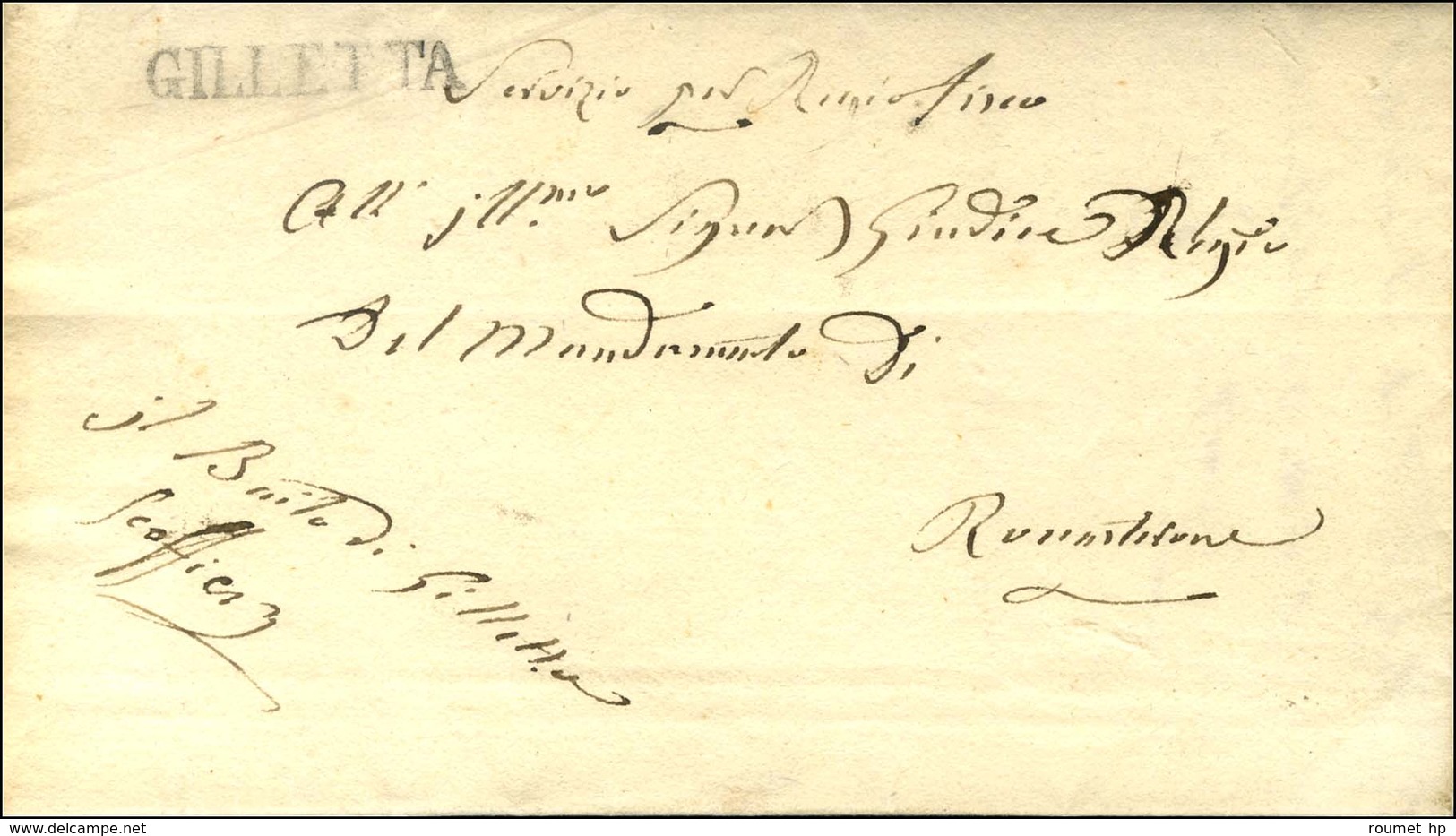 GILLETTA Sur Lettre En Franchise Pour Roquesteron. 1835. - TB / SUP. - R. - Autres & Non Classés