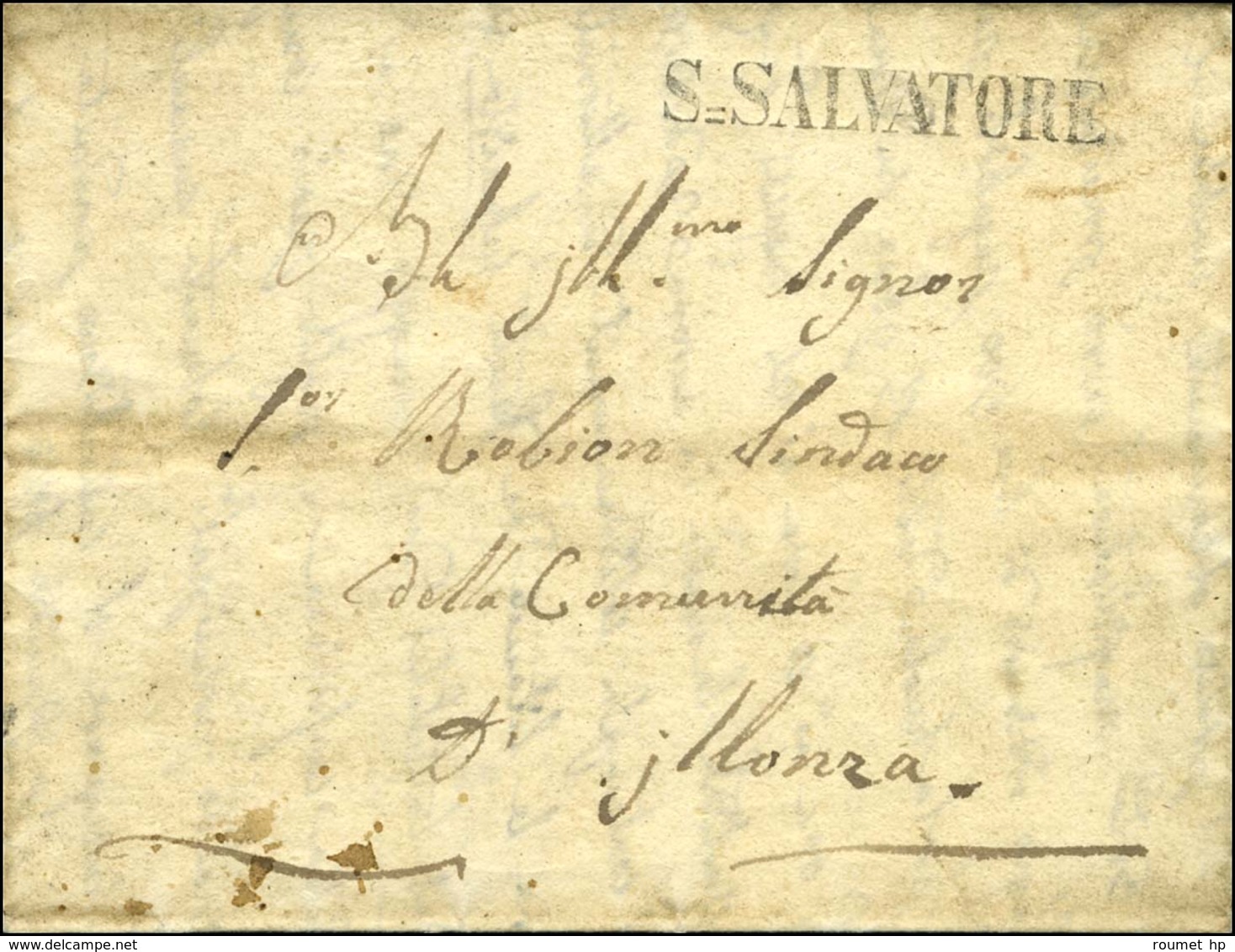 MP S. SALVATORE Sur Lettre Avec Texte De San Stefano Le 20 Août 1837 Adressée En Franchise à Illonza. - TB / SUP. - R. - Other & Unclassified