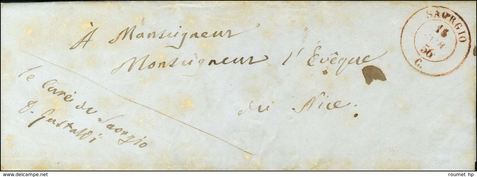 Càd Rouge SAORGIO / C 15 AVR. 56 Sur Lettre En Franchise Pour Nice. Rarissime En Rouge. - TB / SUP. - R. - Other & Unclassified