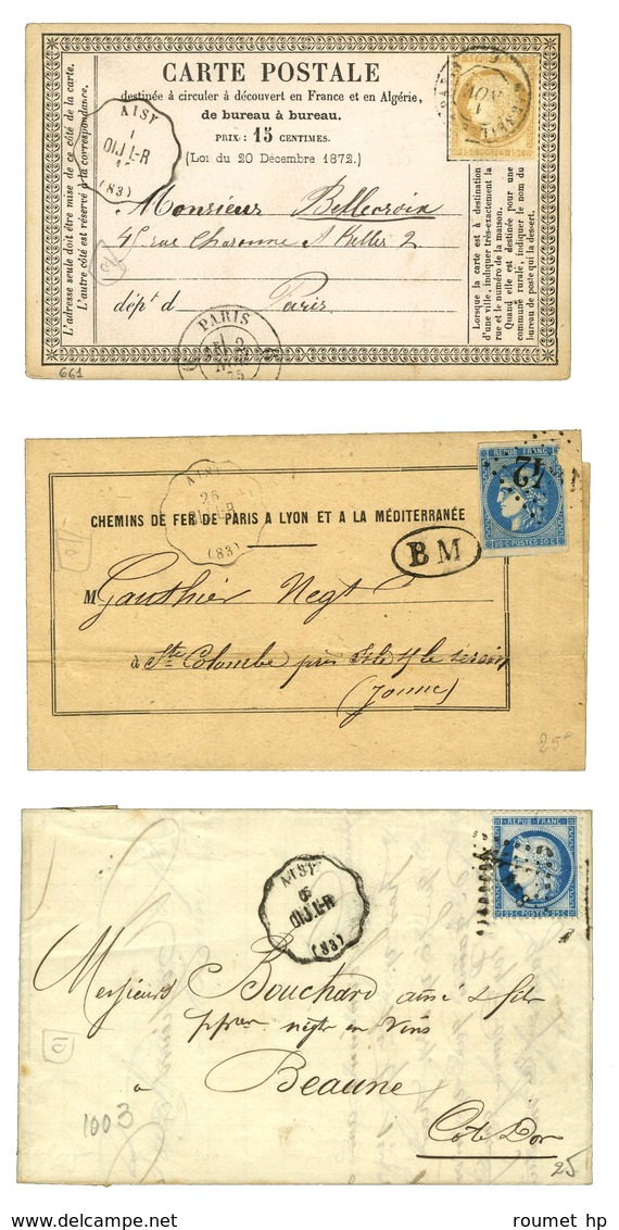 Lot De 3 Lettres Avec Convoyeur Station D'Aisy. - TB. - Sonstige & Ohne Zuordnung