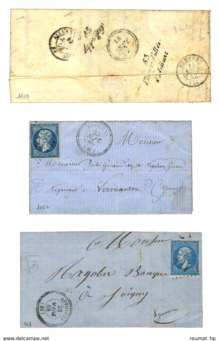 Lot De 3 Lettres D'Appoigny : Cursive, PC Et GC. - TB. - Autres & Non Classés