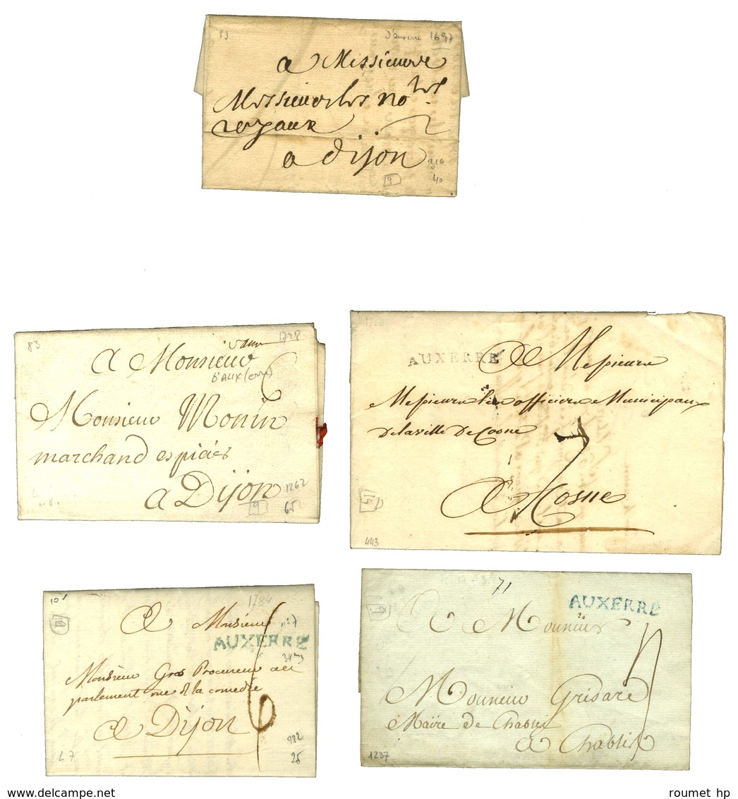 Lot De 11 Lettres D'Auxerre : 1 Marque Postale Du 17e Et 10 Du 18e. - TB. - Other & Unclassified