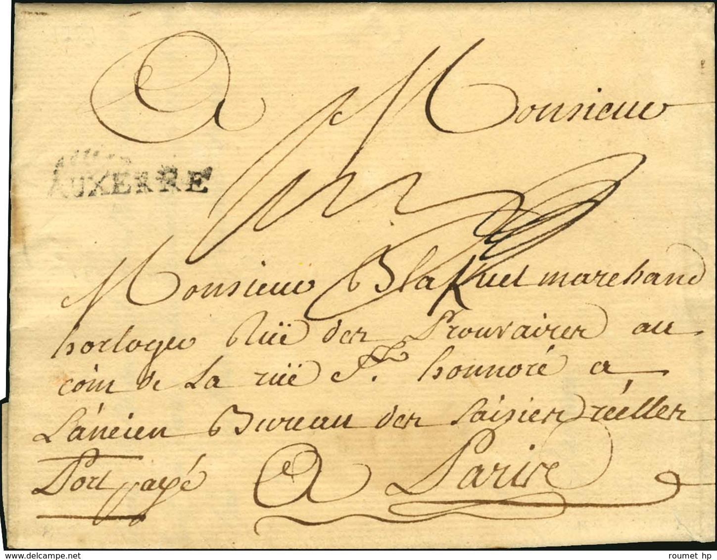 AUXERRE (L N° 4 ) + '' Port Payé '' (L N° 12a) Sur Lettre Avec Texte Daté. 1759. - TB. - Other & Unclassified