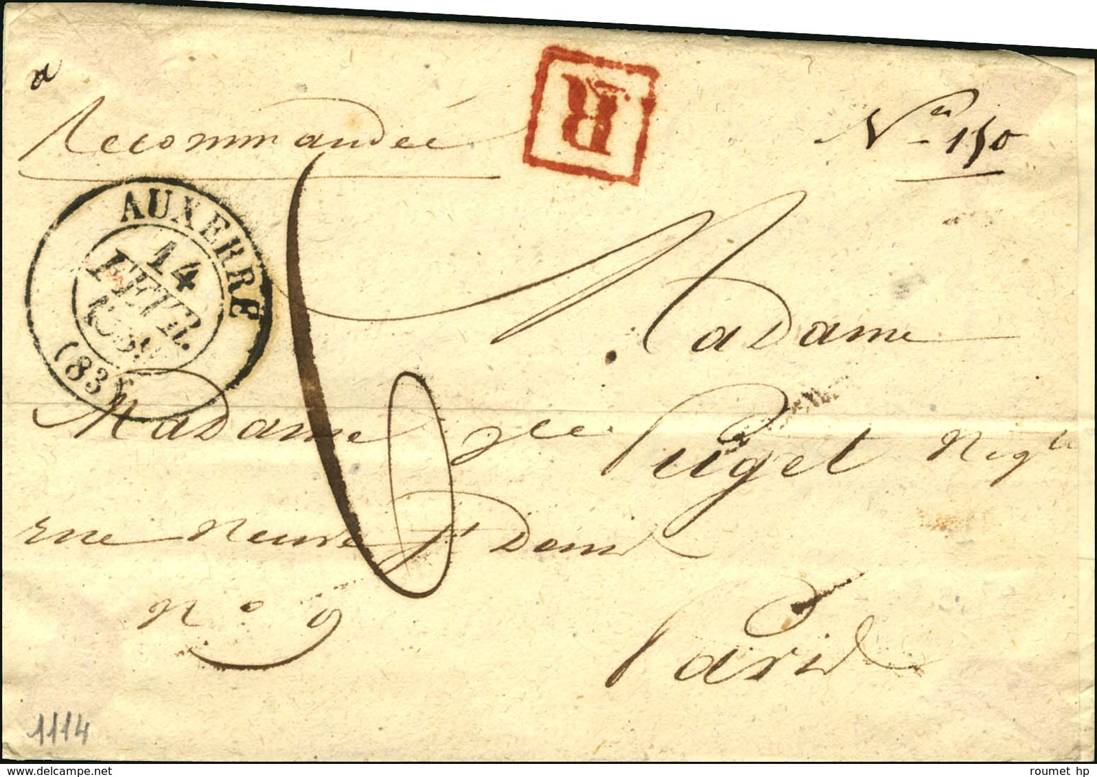 Càd T 13 AUXERRE (83) Sur Lettre Recommandée. 1839. - TB / SUP. - Other & Unclassified