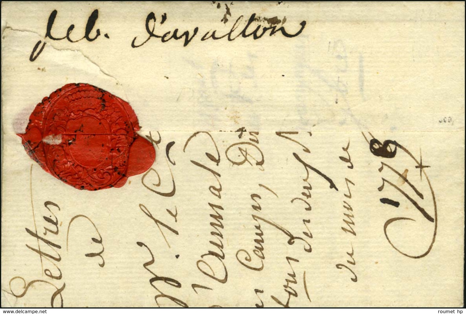 '' Deb D'Avallon '' Sur Lettre Avec Texte Daté. 1778. - TB. - Autres & Non Classés