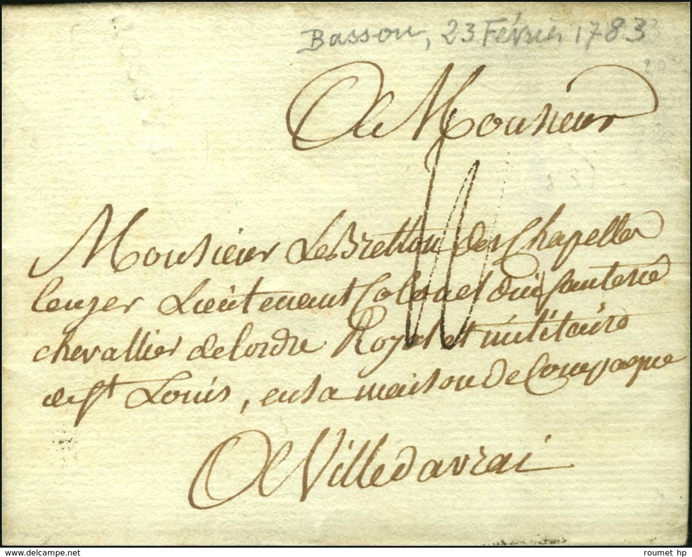 BASSOU (L N° 1a à Sec) Sur Lettre Avec Texte Daté. 1783. - TB. - Other & Unclassified