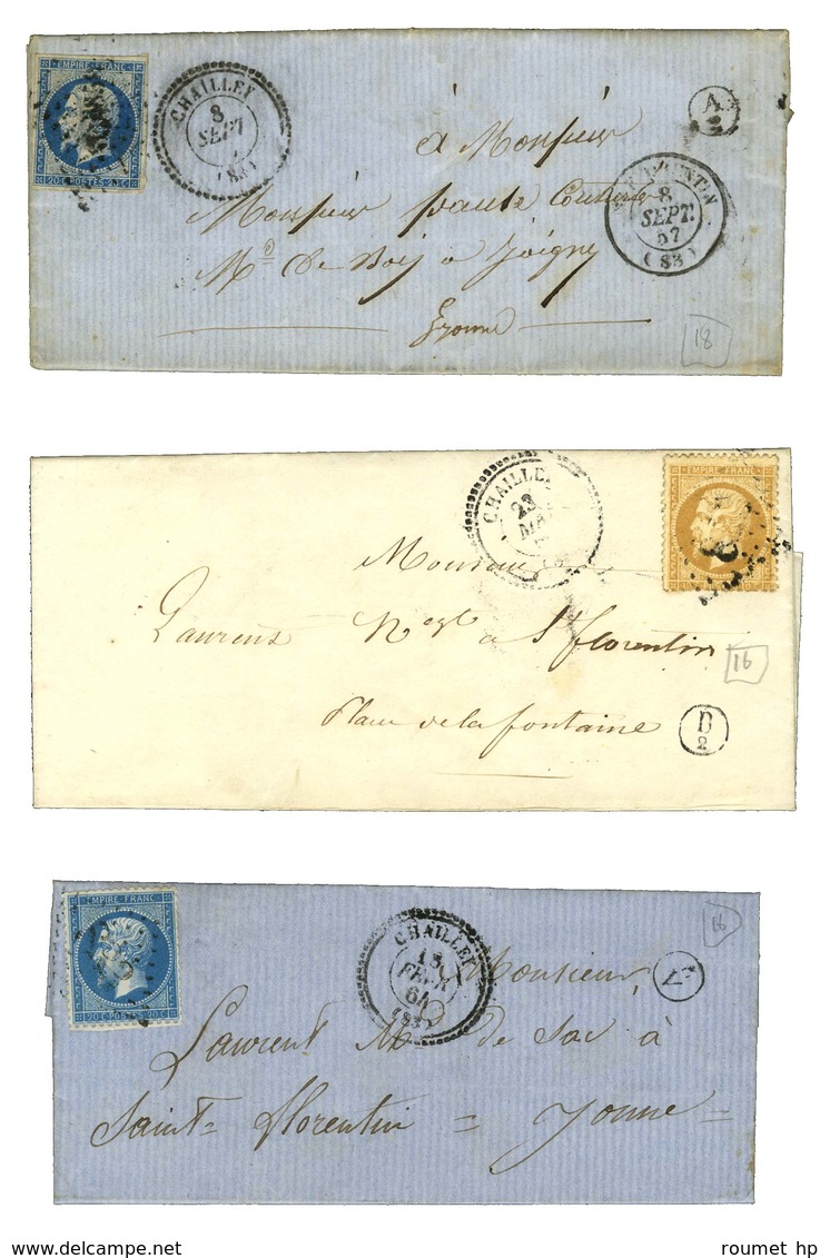 Lot De 3 Lettres De Chailley : 1PC 2 GC, Toutes Avec Boites Rurales Supplémentaires Identifiées. - TB. - Autres & Non Classés