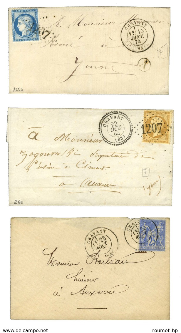 Lot De 3 Lettres De Cravant : Càd Et GC. - TB. - Autres & Non Classés