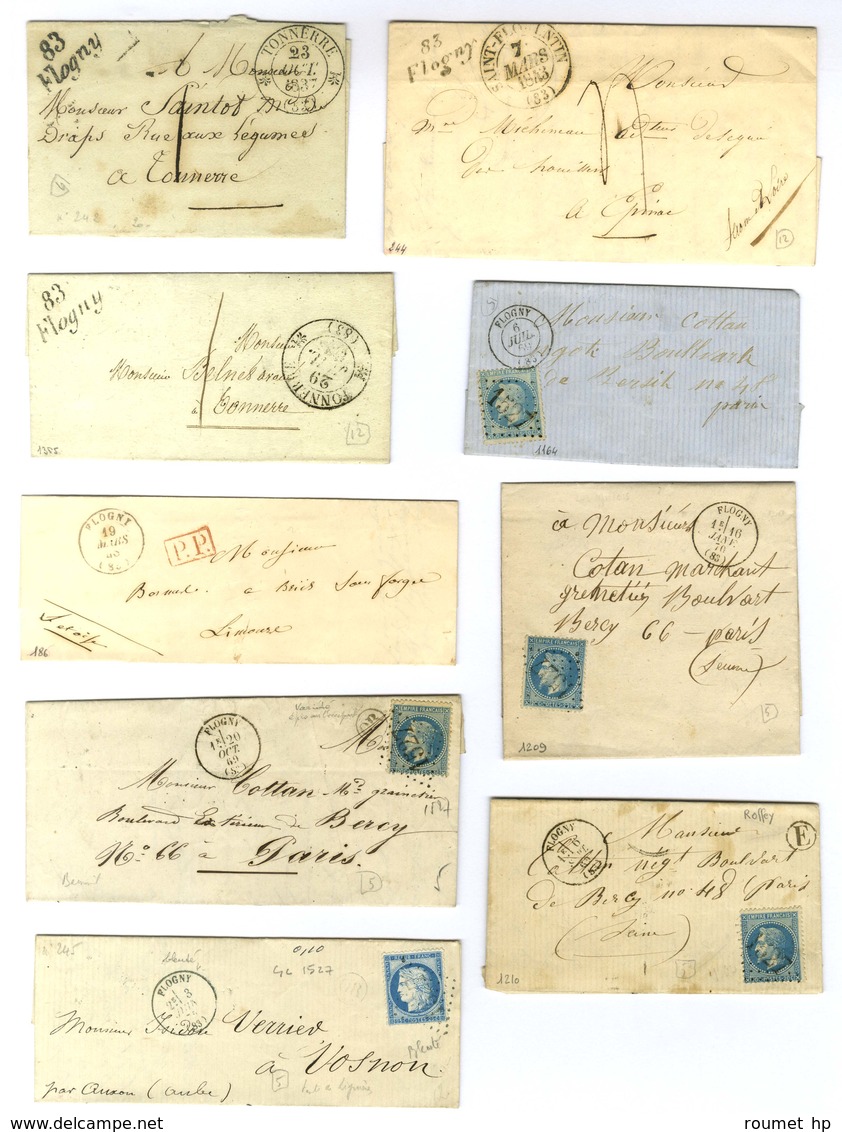 Lot De 15 Lettres De Flogny : Cursives, PC Et Càd. - TB. - Sonstige & Ohne Zuordnung