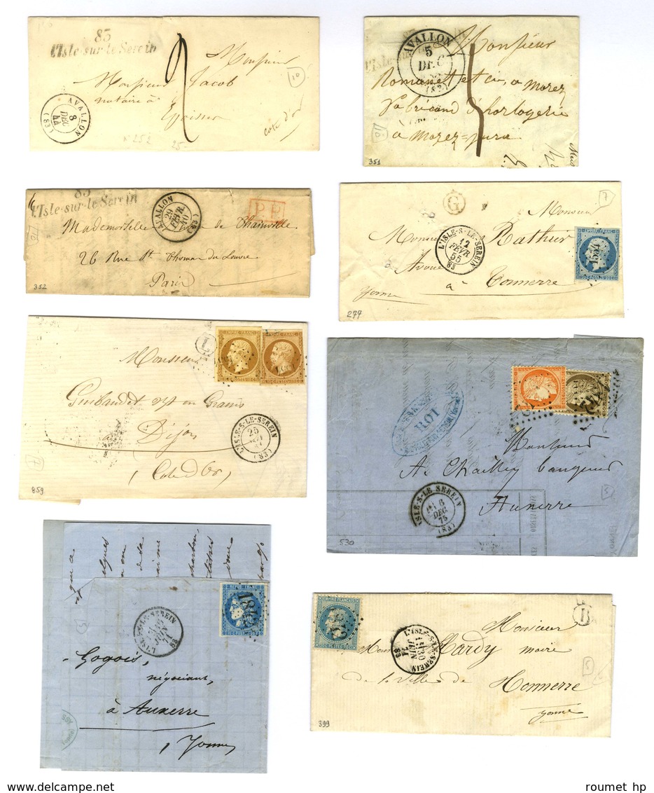 Lot De 12 Lettres De L'Isle Sur Serrein : Cursives, PC Et GC. - TB. - Autres & Non Classés