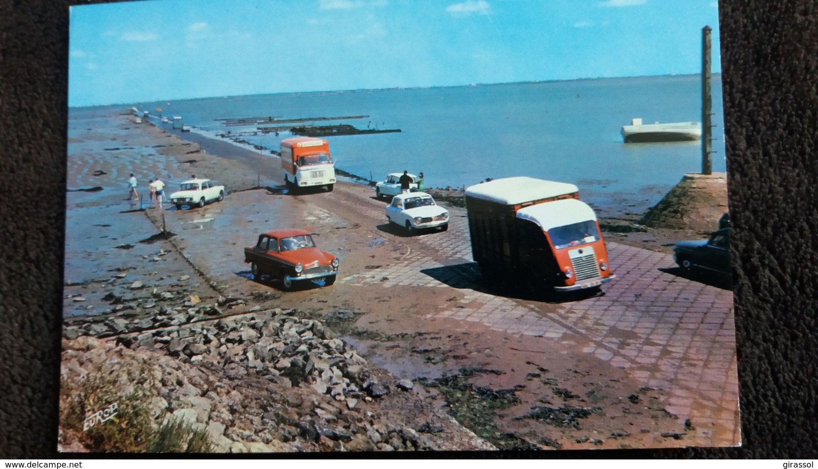 CPSM NOIRMOUTIER ILE PONT PASSAGE DU GOIS AUTO VOITURE CAMION CAMIONETTE SIMCA PEUGEOT AMI 6 CITROEN - Noirmoutier