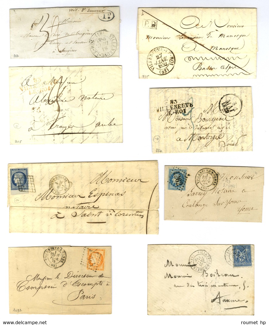 Lot De 12 Lettres De Villeneuve Le Roy : PD, Càd, Grilles, PC Et GC. - TB. - Sonstige & Ohne Zuordnung