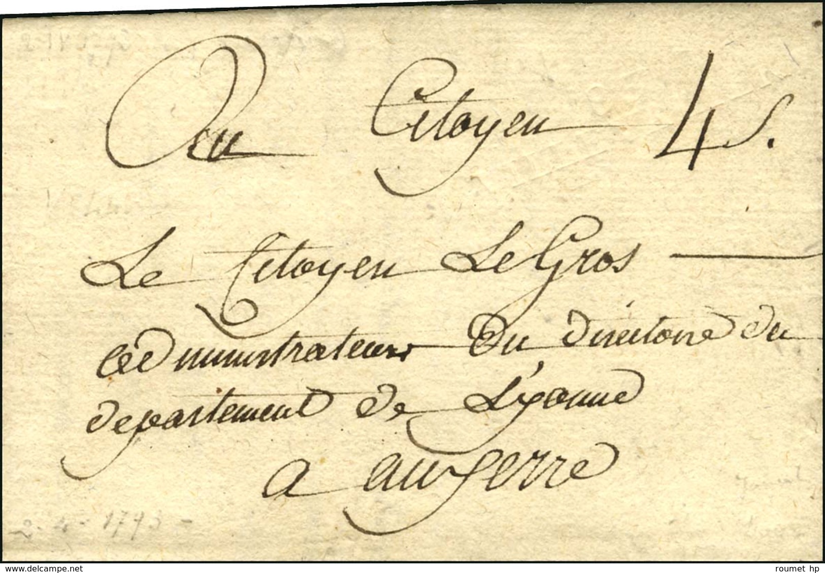83 / VILLEVALLIER à Sec. 1793. - TB. - Autres & Non Classés