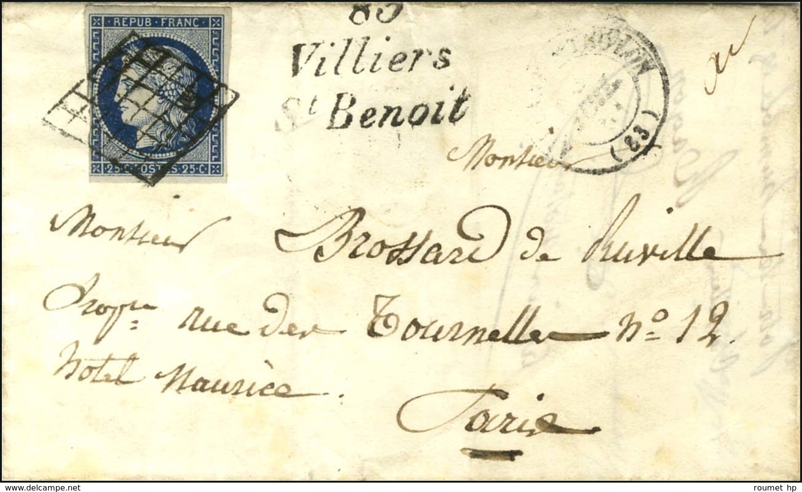 Grille / N° 4 (leg Def) Cursive 83 / Villiers / St Benoit. 1851. - TB. - Autres & Non Classés