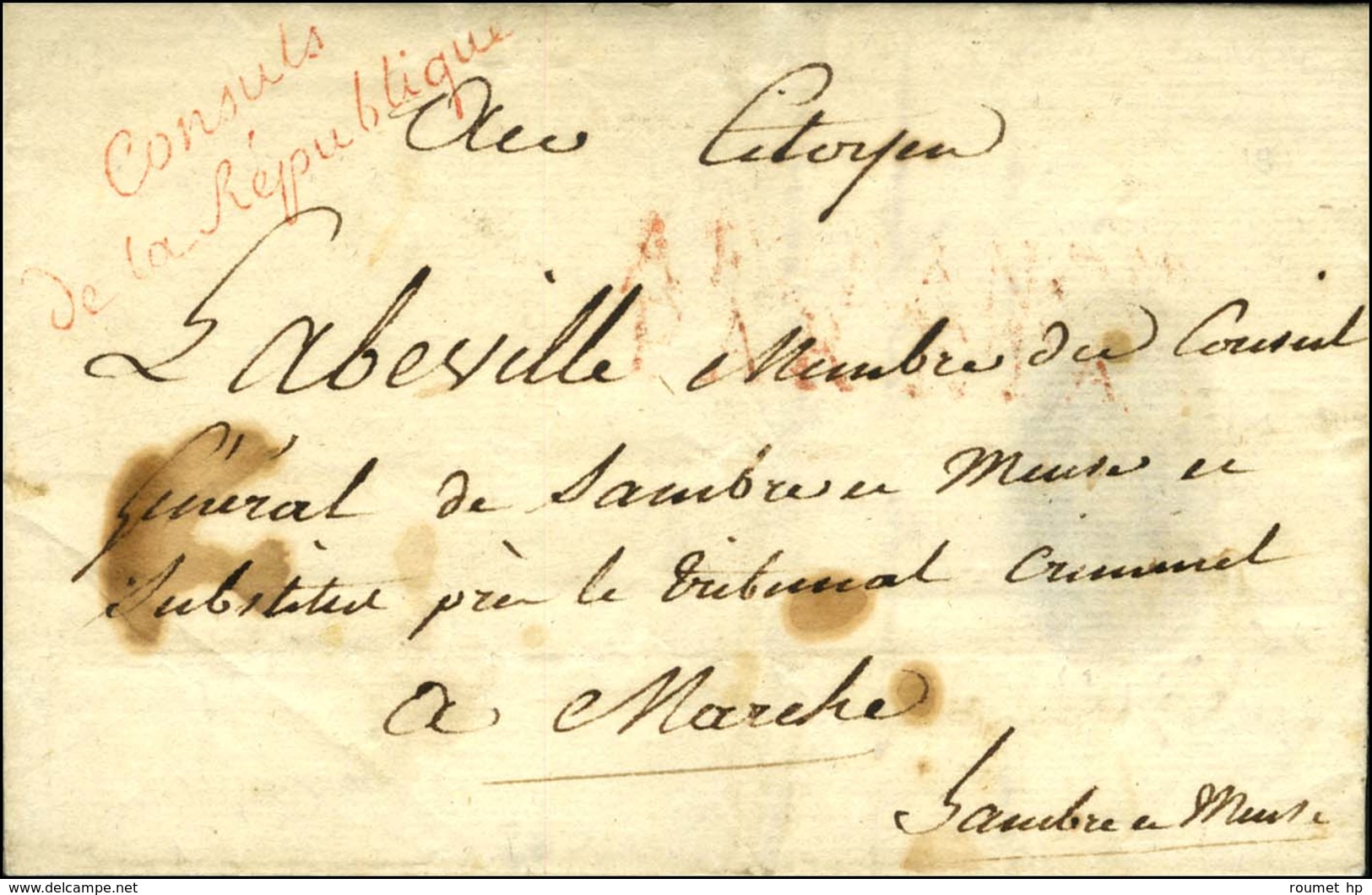 ' Consuls / De La République ' Rouge (S N° 1092) Sur Lettre Avec Texte Daté An 12. - TB / SUP. - Lettres Civiles En Franchise