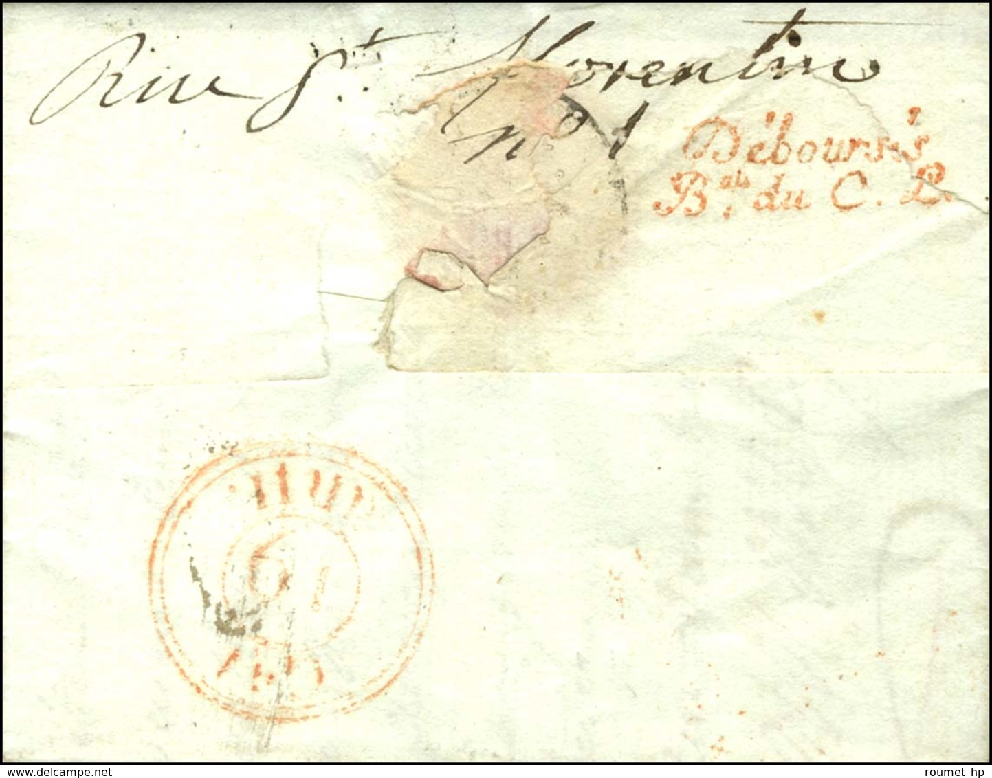 16 / ROCHEFORT Sur Lettre Adressée Au Corps Législatif à Paris, Au Verso ' Déboursés / Bau Du C L ' Rouge (S N° 1143). A - Lettres Civiles En Franchise