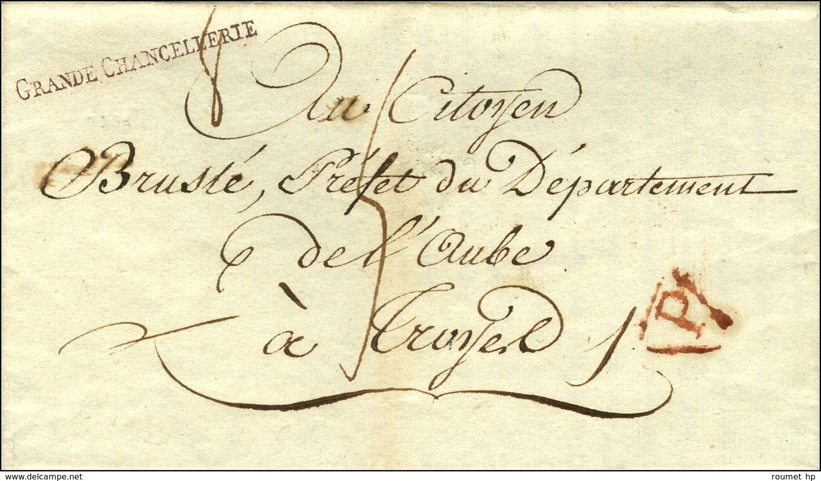 GRANDE CHANCELLERIE Rouge (S N° 3372) Sur LS Lacépède Avec Texte Daté An 12, Au Verso Cachet GRANDE CHANCELLERIE / LEGIO - Lettere In Franchigia Civile