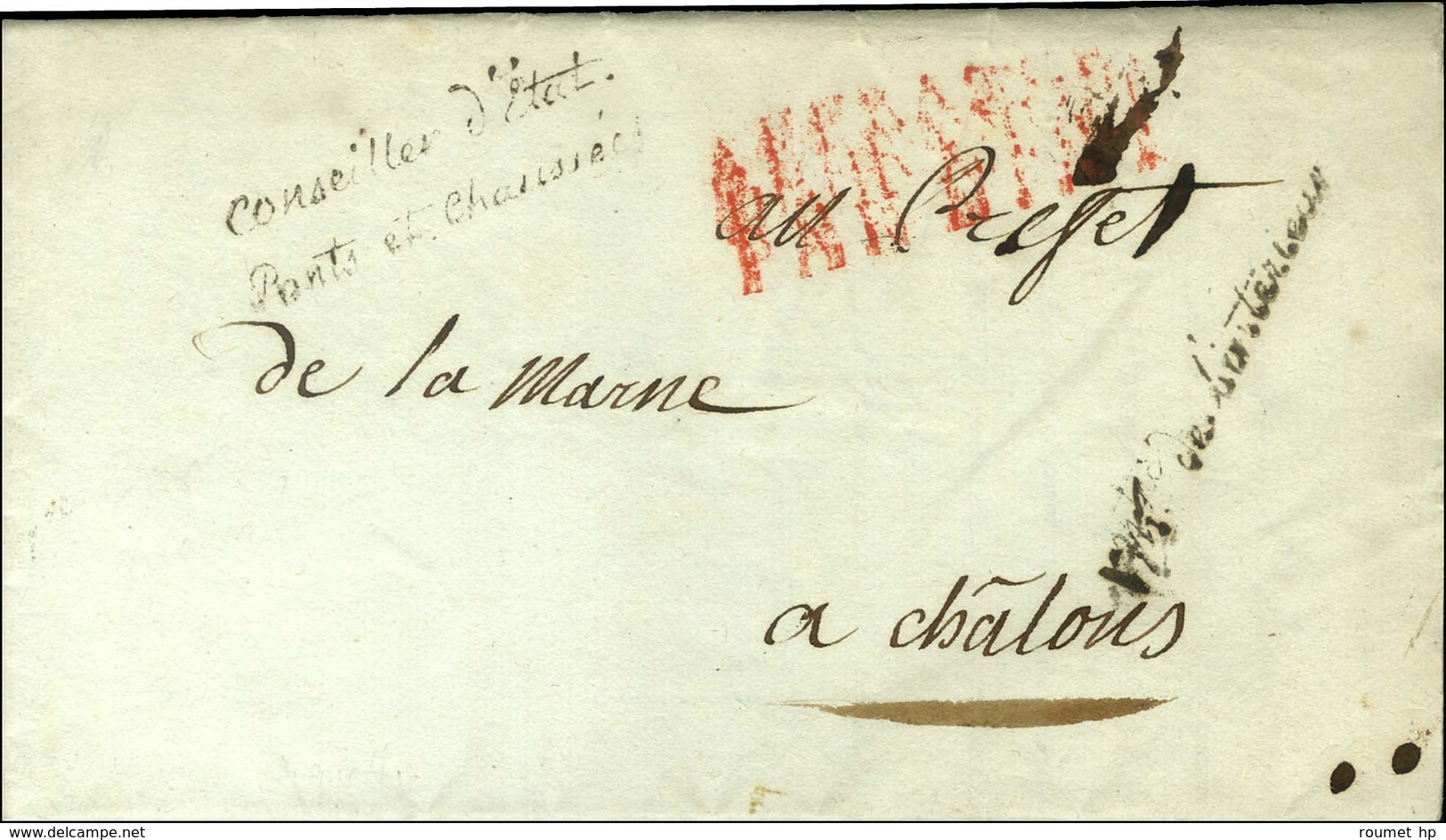 ' Conseiller D'Etat / Ponts Et Chaussées ' Sur LS Montalivet Avec Texte Daté 1807. - TB. - Frankobriefe