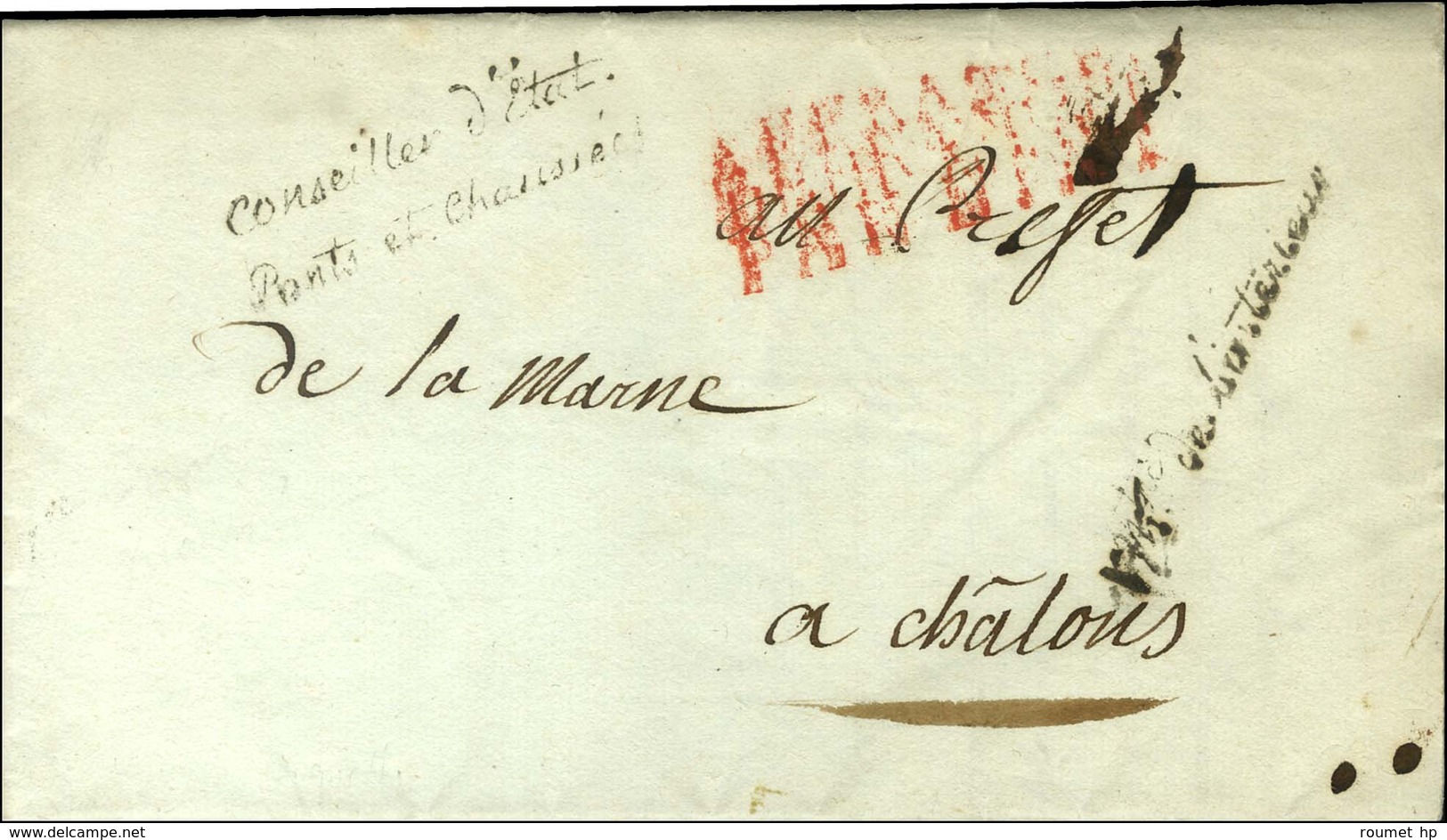 ' Conseiller D'Etat / Ponts Et Chaussées ' Sur LS Montalivet Avec Texte Daté 1807. - TB. - Lettres Civiles En Franchise