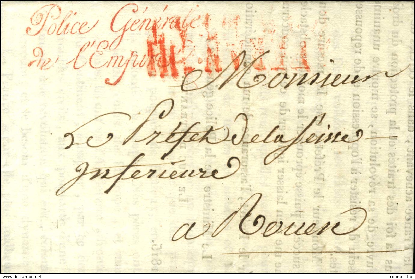 ' Police Générale / De L'Empire ' Rouge (S N° 3312) Sur Lettre Avec Texte Daté Du 13 Avril 1815 (période Des Cent-Jours) - Civil Frank Covers