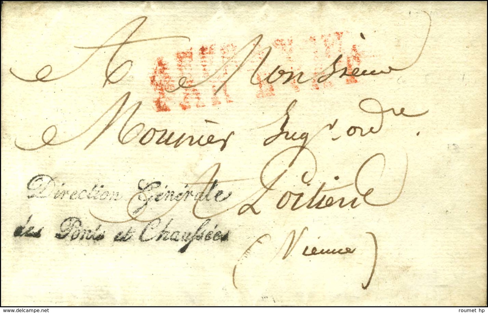 ' Direction Générale / Des Ponts Et Chaussées ' (S N° 3388) Sur LS Molé Et Texte Daté Du 12 Mai 1815 (Cent-Jours). - TB  - Frankobriefe