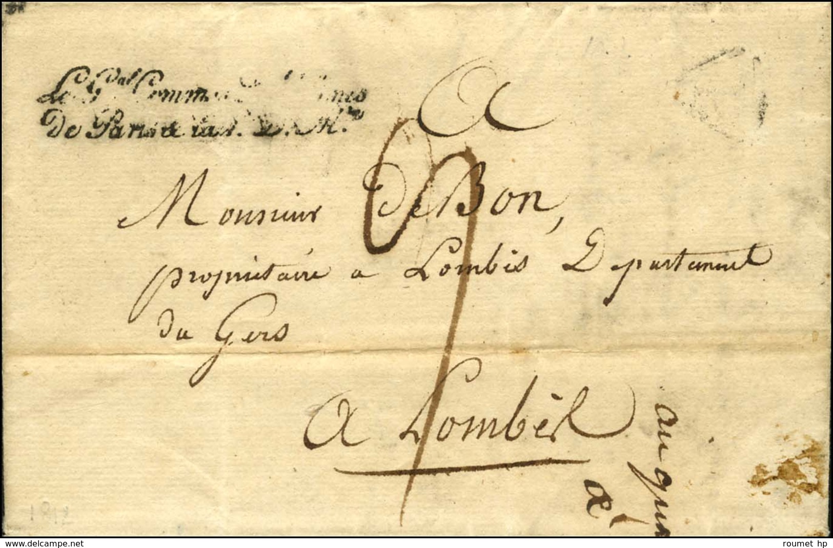 ' Le Gal Command D'Armes / De Paris De La 1ère Don Mre ' (S N° 2411) Sur LS Plantier Avec Texte Daté Du 17 Décembre 1812 - Frankobriefe