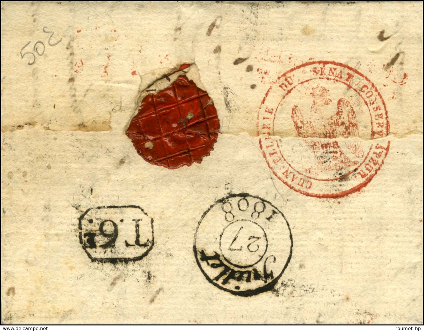 CHANCELLERIE / DU SENAT Rouge (S N° 1521a) + POSTES / SENAT / CONSERVATEUR Rouge (S N° 1516b) Sur Lettre Avec Trés Bon T - Lettere In Franchigia Civile