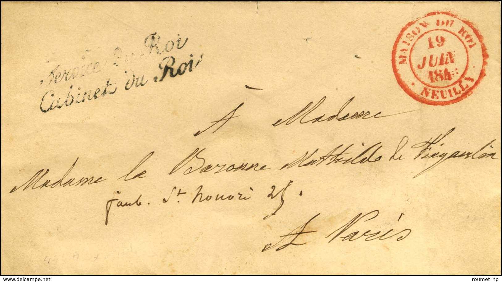 Càd Rouge MAISON DU ROI / NEUILLY (S. N° 4565) +  SERVICE DU ROI / CABINET DU ROI (S. N° 4568). 1843. - TB / SUP. - R. - Lettres Civiles En Franchise