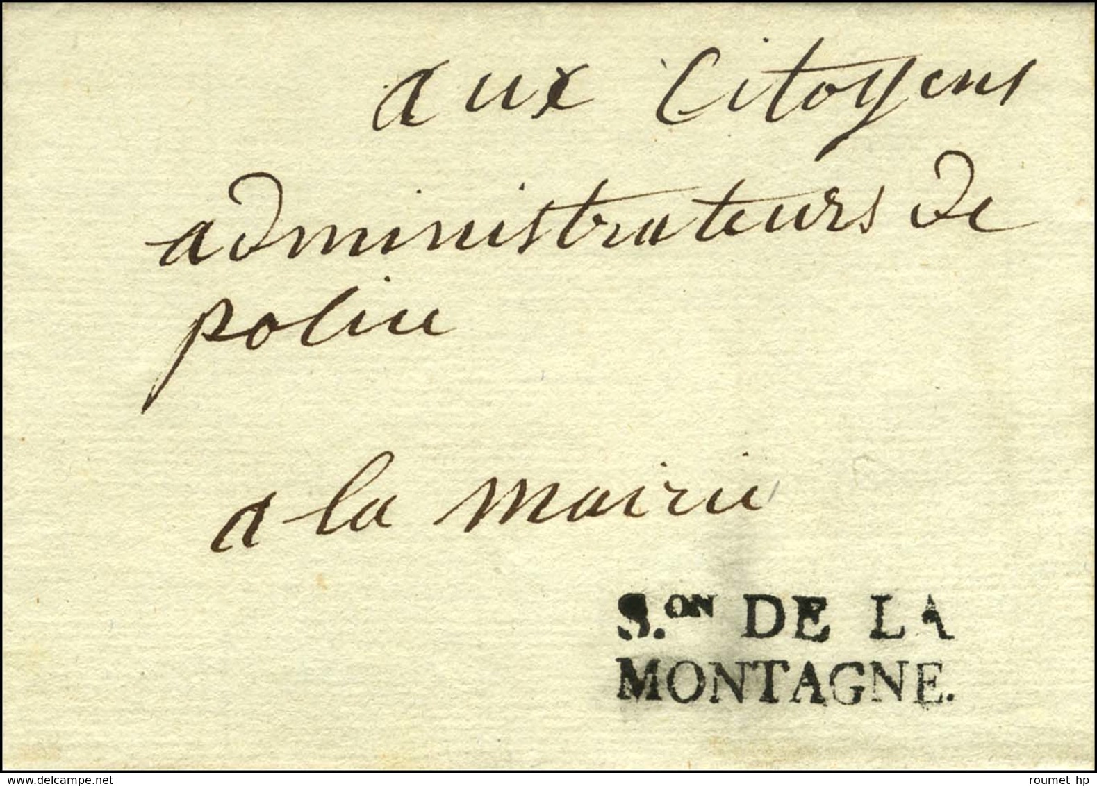 Son DE LA / MONTAGNE. (S N° 9304 D) Sur Enveloppe Avec Texte Daté '' Le 19 Germinal An 2 ''. - SUP. - RR. - 1701-1800: Precursors XVIII